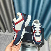 Chanel Calfskin Light Burgundy Sneakers Blue Red And White - 3