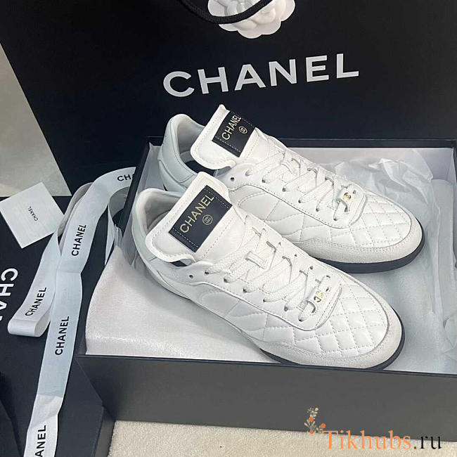 Chanel Calfskin & Suede Calfskin Sneakers White - 1