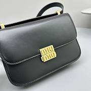 Miu Miu Logo Plaque Leather Shoulder Bag Black 20x13.5x5.5cm - 2