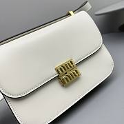 Miu Miu Logo Plaque Leather Shoulder Bag White 20x13.5x5.5cm - 3