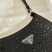 Prada Cleo Satin Bag With Crystals Black 22x18.5x4.5cm - 6