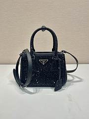 Prada Galleria Satin Mini Bag Crystals Black 20x14.5x9.5cm - 1