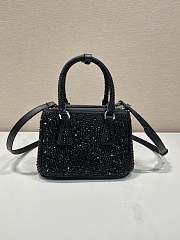Prada Galleria Satin Mini Bag Crystals Black 20x14.5x9.5cm - 5