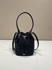 Prada Satin Mini Bag With Crystals Black 19.5x15.5x10cm - 1