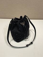 Prada Satin Mini Bag With Crystals Black 19.5x15.5x10cm - 4