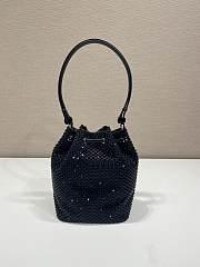 Prada Satin Mini Bag With Crystals Black 19.5x15.5x10cm - 2