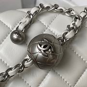 Chanel Mini Flap Bag White Lambskin Silver Ball 17cm - 5