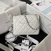 Chanel Mini Flap Bag White Lambskin Silver Ball 17cm - 4