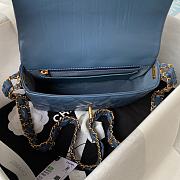 Chanel 23k Flap Bag Blue Gold 13.5x20.5x5cm - 6