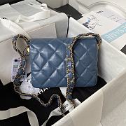 Chanel 23k Flap Bag Blue Gold 13.5x20.5x5cm - 4