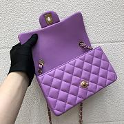 Chanel Small Flap Bag Purple Lambskin Gold 20cm - 4