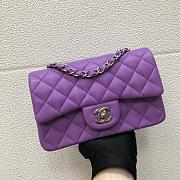 Chanel Small Flap Bag Purple Lambskin Silver 20cm - 1