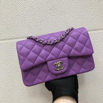 Chanel Small Flap Bag Purple Lambskin Silver 20cm