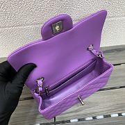 Chanel Small Flap Bag Purple Lambskin Silver 20cm - 6