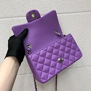 Chanel Small Flap Bag Purple Lambskin Silver 20cm - 3