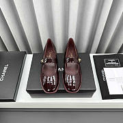 Chanel Mary Janes Patent Calfskin Burgundy - 1