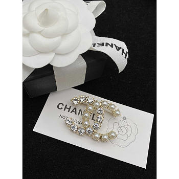 Chanel CC Pearls Diamonds Brooch