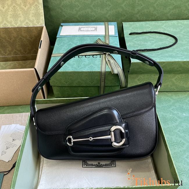 Gucci Horsebit 1955 Small Shoulder Bag Black 26.5cm - 1