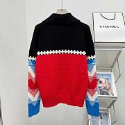 Louis Vuitton LV Tricolor Knit High Neck Pullover Bright Red - 3