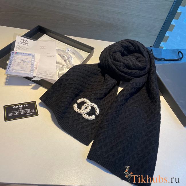 Chanel Black Scarf 32x170cm - 1