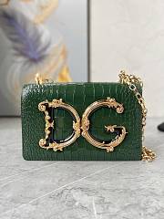 Dolce & Gabbana DG Girls Crossbody Green Crocodle Bag 21x4x15cm - 1