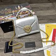 Dolce Gabbana DG Small Smooth Devotion Bag Silver 19 x 13 x 4.5 cm - 1