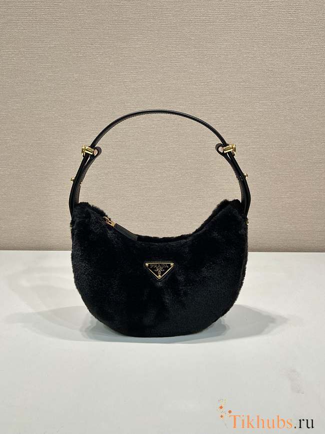 Prada Arque Bag Shearling Black 22.5x18.5x6.5cm - 1