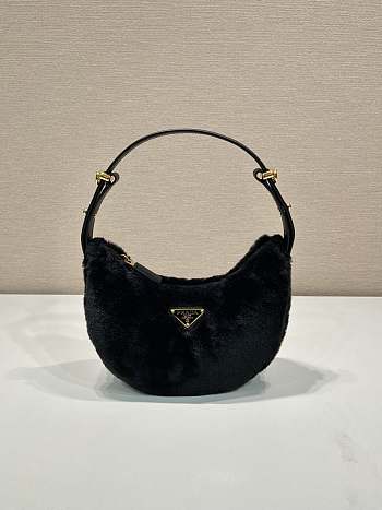 Prada Arque Bag Shearling Black 22.5x18.5x6.5cm