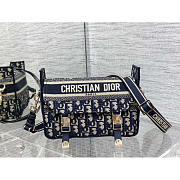 Dior Small DiorCamp Bag Blue Oblique Embroidery Bag 23x8x15cm - 1