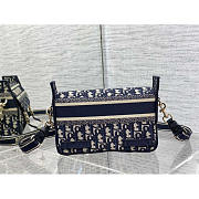 Dior Small DiorCamp Bag Blue Oblique Embroidery Bag 23x8x15cm - 4