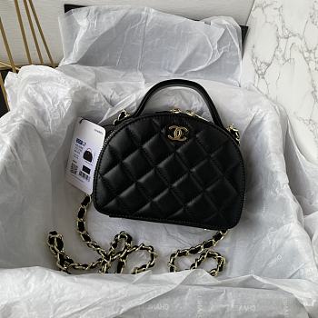 Chanel 23C Quilted Half Moon Vanity Black Lambskin 16x12x6cm