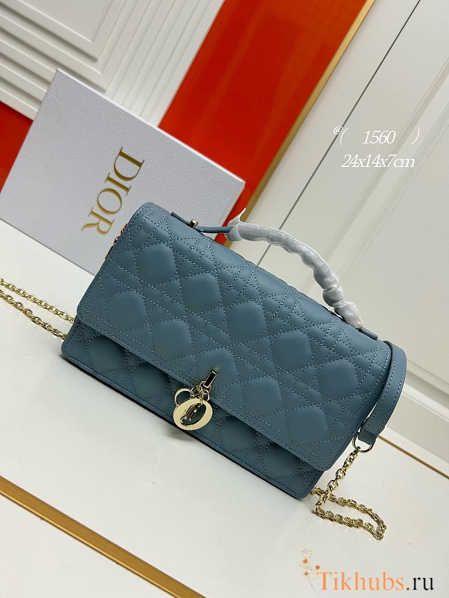 Dior Miss Dior Top Handle Bag Blue Cannage Lambskin 24 x 14 x 7.5 cm - 1