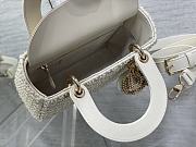 Dior Small Lady Bag White Cannage Resin Pearls 20 x 17 x 8 cm - 4