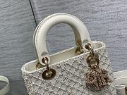 Dior Small Lady Bag White Cannage Resin Pearls 20 x 17 x 8 cm - 2