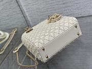 Dior Mini Lady Bag White Cannage Resin Pearls 17cm - 4