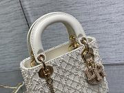 Dior Mini Lady Bag White Cannage Resin Pearls 17cm - 5