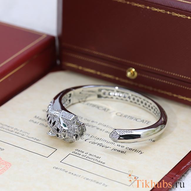 Cartier White Gold Diamond Panthere Cuff Bracelet - 1