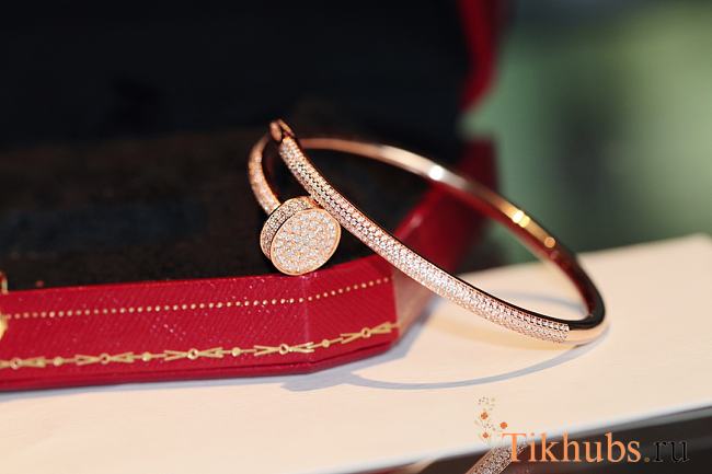 Cartier Pink Gold Juste Un Clou Nail Bracelet 2 Rows Paved Diamonds - 1