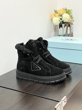 Prada Lace-up Booties Black