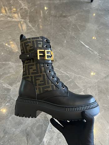 Fendi Black Graphy Ff & Leather Biker Boot