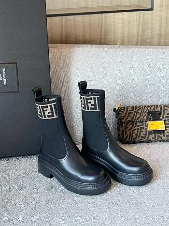 Fendi Domino Black Leather Biker Boots