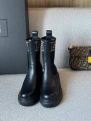 Fendi Domino Black Leather Biker Boots - 2