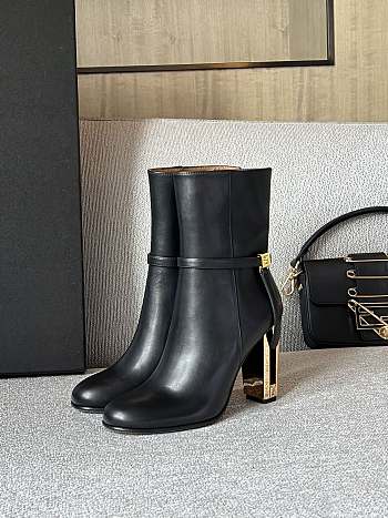 Fendi Delfina Black Leather High-heeled Ankle Boots 10cm