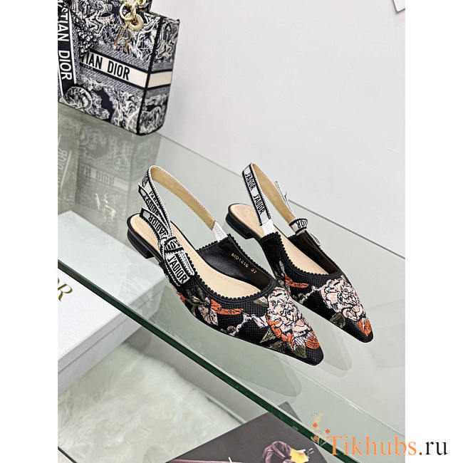 Dior J'Adior Slingback Flat Black Multicolor - 1