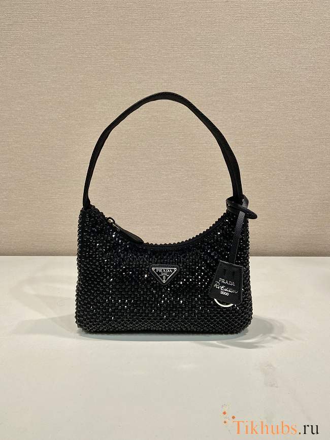 Prada Satin Mini-bag With Crystals Black 22x17x6cm - 1