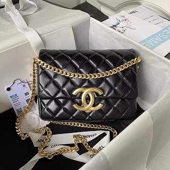 Chanel 23P Flap Bag Lambskin Black Gold 20cm