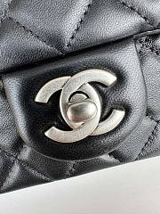 Chanel Flap Bag Black Lambskin Silver Ball 20cm - 2