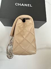 Chanel Flap Bag Beige Lambskin Silver Ball 20cm - 2