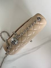 Chanel Flap Bag Beige Lambskin Silver Ball 20cm - 4