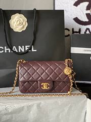 Chanel Flap Bag Red Wine Lambskin Bell 13x20x7cm - 1